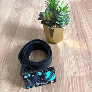Leatherock Turquoise Genuine Leather Belt Embellished USA